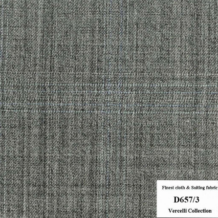 D657/3 Vercelli CXM - Vải Suit 95% Wool - Xám Trơn